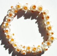 25 7mm Topaz & White Bumpy Glass Beads